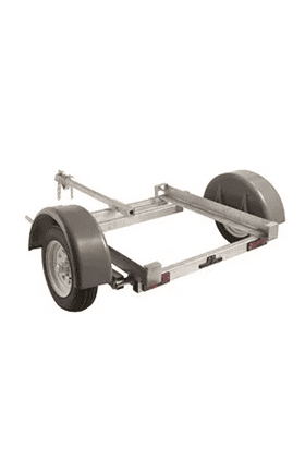 A trailer with two tires on it.