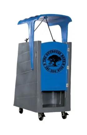A blue and gray cart with the logo of the tree conservancy.