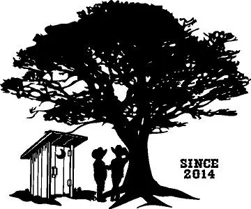 A black and white picture of two people under a tree